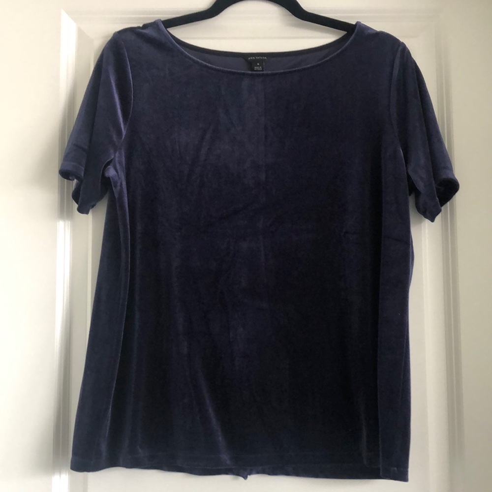 NWT Ann Taylor midnight blue velvet shirt